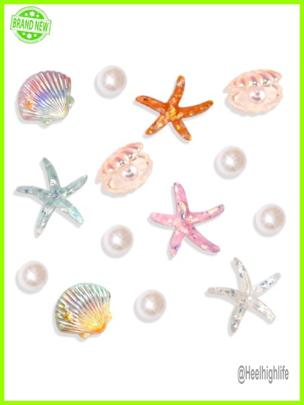 14 Pc Starfish Pearl Shoe Charms for Sandals Bags DIY